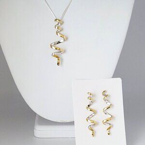 Jorge Revilla CURLS Sterling Silver 18k Gold Vermeil Pendant Necklace & Earrings